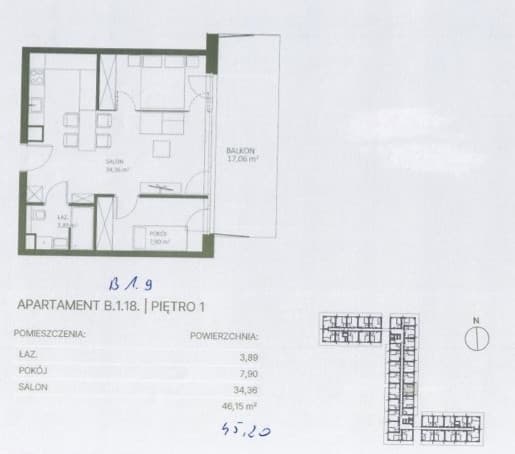 Cena netto 1 370 000 zł wraz z miejscem postojowym - plan